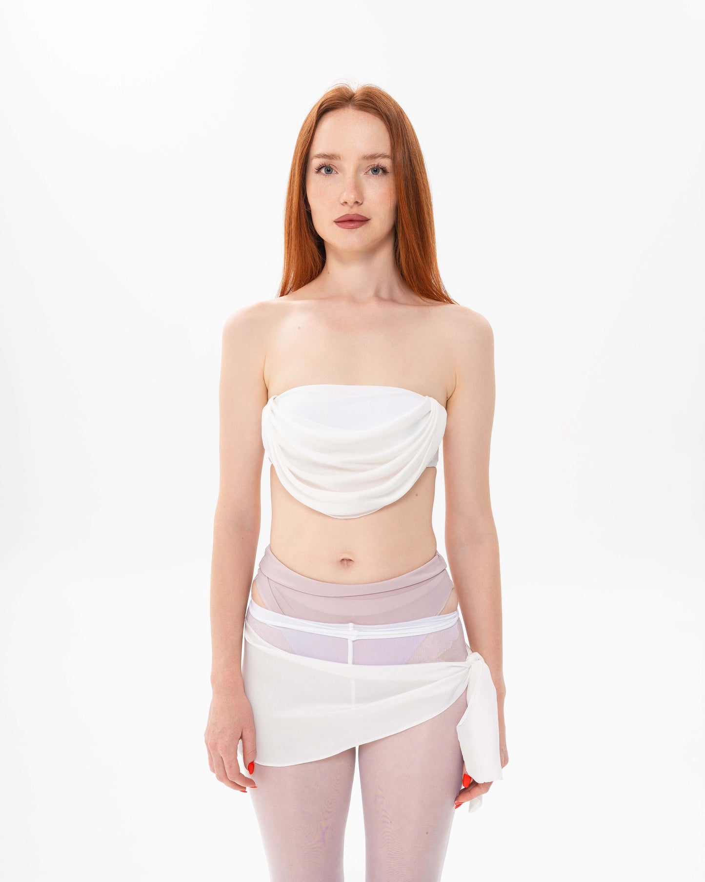 "ELAN" drape bandeau top - white